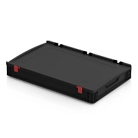 ESD Euro přepravka s víkem 60 cm × 40 cm × 9,5 cm, černá